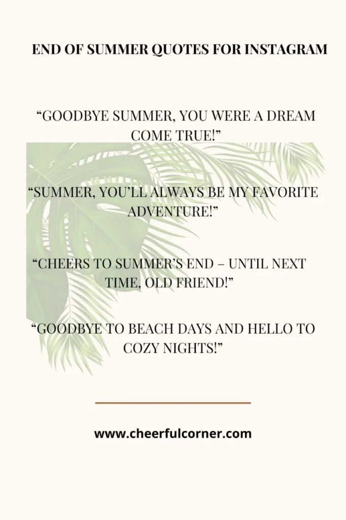 End Of Summer Quotes For Instagram